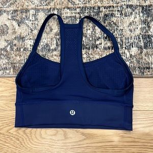 EUC Lululemon Navy Blue Sports Bra Racerback Style with mesh panel detail